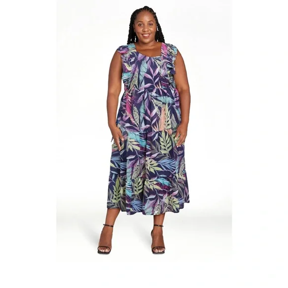 beachlunchlounge maxi dress beachlunchlounge | Dresses | Nwt Beachlunchlounge Alicia Tie Back Maxi Dress  In Night Sky Jungle Size Xxl